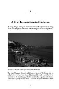1  A Brief Introduction to Hinduism By design, I began writing this chapter in a particularly auspicious place: sitting on the roof of my hotel in Varanasi, India, looking out over the Ganges River.