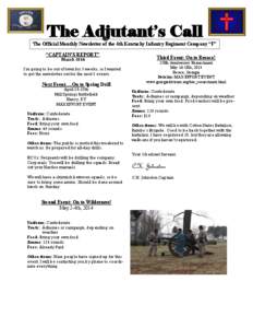 The Adjutant’s Call  The Official Monthly Newsletter of the 4th Kentucky Infantry Regiment Company “F” “CAPTAIN’S REPORT” March 2014