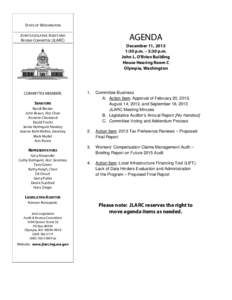 STATE OF WASHINGTON  AGENDA JOINT LEGISLATIVE AUDIT AND REVIEW COMMITTEE (JLARC)