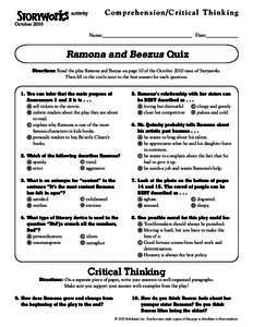 activity  Comprehension/Critical Thinking October 2010