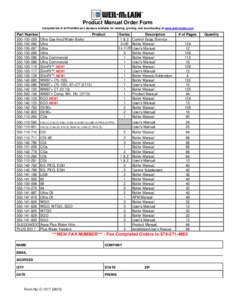 Product Manual Order Form Complete list of all Weil-McLain Literature available for viewing, printing, and downloading at www.weil-mclain.com Part Number[removed][removed]