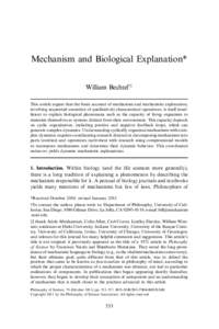 Mechanism and Biological Explanation