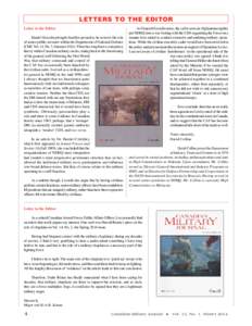 LETTERS TO THE EDITOR Letter to the Editor Daniel Gosselin ploughs familiar ground as he reviews the role of senior public servants within the Department of National Defence (CMJ, Vol. 14, No. 3, Summer[removed]There has 