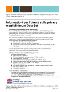 Client information on privacy and the Minimum Data Set - Italian
