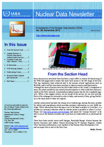 Nuclear Data Newsletter A newsletter of the Nuclear Data Section (NDS) No. 56, November 2013 ISSN[removed]