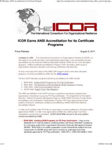 ICOR Earns ANSI Accreditation for Certificate Program