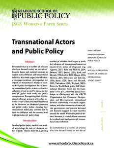 JSGS Working Paper Series  Transnational Actors and Public Policy  DANIEL BÉLAND
