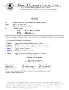 House of Representatives  State of Utah UTAH STATE CAPITOL COMPLEX • 350 STATE CAPITOL P.O. BOX[removed] • SALT LAKE CITY, UTAH[removed] • ([removed]