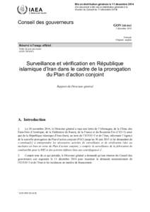 GOV[removed]Monitoring and Verification in the Islamic Republic of Iran in relation to the extension of the Joint Plan of Action - French
