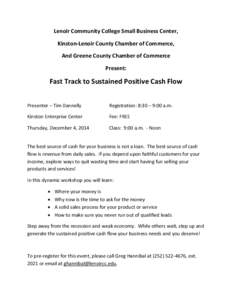 Microsoft Word[removed]Fast Track to Sustained Positive Cash Flow