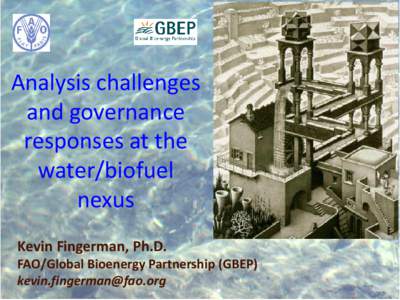 Analysis challenges and governance responses at the water/biofuel nexus Kevin Fingerman, Ph.D.