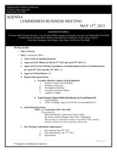 Arkansas Motor Vehicle Commission 101 East Capitol, Suite 204 Little Rock, ARAGENDA COMMISSION BUSINESS MEETING