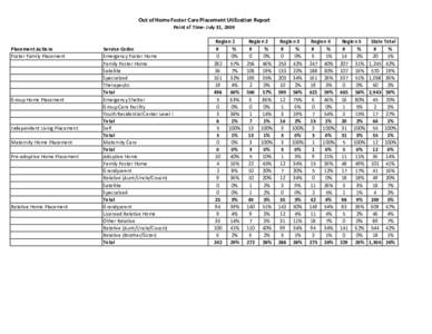 Out of Home Foster Care Placement Utilization Report