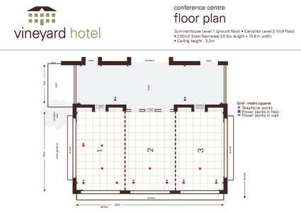 Summerhouse Level 1 (ground floor) • Camphor Level 2 (first floor) • 220m2 (total floor area) 20.5m length x 10.8m width • Ceiling height - 3,5m toilets