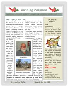 Running Postman AUSTRALIAN PLANTS SOCIETY – MELTON & BACCHUS MARSH INC SEPTEMBER MEETING Overview by Cathy Powers