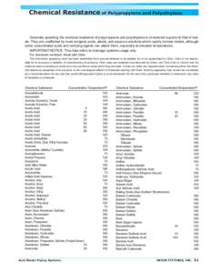 Chemical Resistance of Polypropylene and Polyethylene  Generally speaking, the chemical resistance of polypropylene and polyethylene is considered superior to that of metals. They are unaffected by most inorganic acids, 