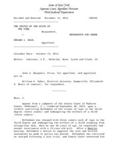 State of New York Supreme Court, Appellate Division Third Judicial Department Decided and Entered: November 13, 2014 ________________________________ THE PEOPLE OF THE STATE OF