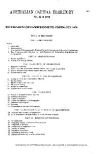 No. 32 of[removed]REFERENDUM (SELF-GOVERNMENT) ORDINANCE 1978 TABLE OF PROVISIONS PART