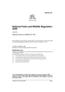 2009 No 427  New South Wales National Parks and Wildlife Regulation 2009