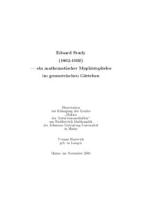 Eduard Study[removed]) — ein mathematischer Mephistopheles