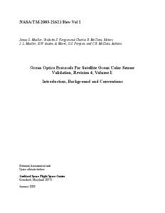 NASA/TM[removed]Rev-Vol I  James L. Mueller, Giulietta S. Fargion and Charles R. McClain, Editors J. L. Mueller, R.W. Austin, A. Morel, G.S. Fargion, and C.R. McClain, Authors.  Ocean Optics Protocols For Satellite Oc