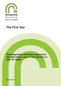 The First Year  The Independent Information Governance Oversight Panel’s report to the Secretary of State for Health