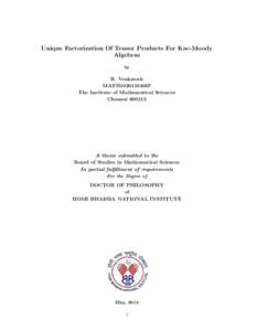 Unique Factorization Of Tensor Products For Kac-Moody Algebras by R. Venkatesh MATH10201104007