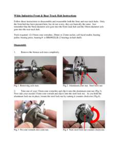 White Industries Front & Rear Track Hub Instructions Follow these instructions to disassemble and reassemble both the front and rear track hubs. Only the front hub has been pictured here, but do not worry, they are basic