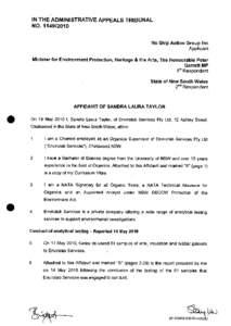 IN THE ADMINISTRATIVE APPEALS TRIBUNAL NO[removed]No Ship Action Group Inc Applicant Minister for Environment Protection, Heritage & the Arts, The Honourable Peter Garrett MP