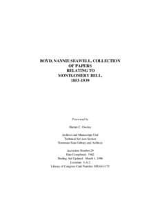 Nannie Seawell Boyd Collection of Papers Relating to Montgomery Bell, [removed]