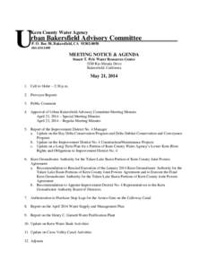 U  Kern County Water Agency rban Bakersfield Advisory Committee P. O. Box 58, Bakersfield, CA