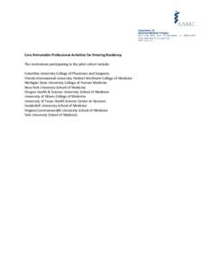 Core Entrustable Professional Activities for Entering Residency The institutions participating in the pilot cohort include: Columbia University College of Physicians and Surgeons Florida International University Herbert 