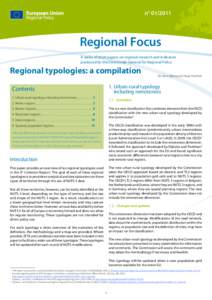 n° [removed]Regional Focus A series of short papers on regional research and indicators produced by the Directorate-General for Regional Policy