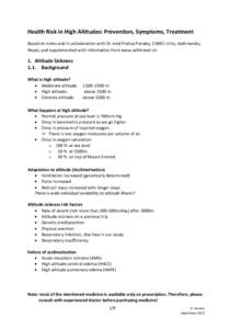 Diving medicine / Oxygen / Altitude sickness / Skiing / High altitude pulmonary edema / Aviation medicine / Acetazolamide / High altitude cerebral edema / Cerebral edema / Health / Medicine / Cerebrum