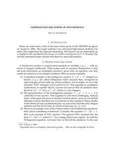 DIOPHANTINE EQUATIONS IN POLYNOMIALS PAUL E. GUNNELLS