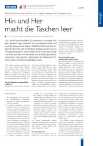 denaris  Die Zeitschrift des Verbands Schweizerischer Vermögensverwalter (VSV) La revue de l’Association Suisse des Gérants de Fortune (ASG) La rivista dell’Associazione Svizzera di Gestori di Patrimoni (ASG)