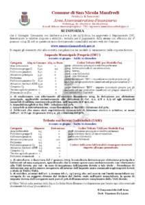 Comune di San Nicola Manfredi Provincia di Benevento Area Amministrativa-Finanziaria Via Roma,44 - tel[removed]fax[removed] -