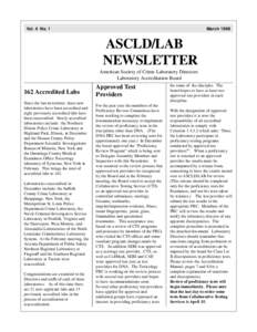 Vol. 4 No. 1  March 1998 ASCLD/LAB NEWSLETTER