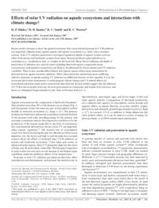 PERSPECTIVE  www.rsc.org/pps | Photochemical & Photobiological Sciences Effects of solar UV radiation on aquatic ecosystems and interactions with climate change†