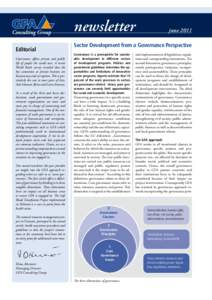 newsletter Editorial Governance affects private and public life of people the world over. A recent World Bank survey revealed that the key constraints to private business are