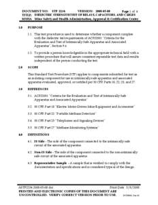 Mine Safety and Health Administration (MSHA) - Standard Test Procedure – Dielectric Strength Test