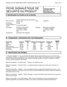 [removed]ACCENT MSPR 6PK SATIN CANYON BLACK 3 OZ  Page 1 of 6 FICHE SIGNALÈTIQUE DE SECURITE DU PRODUIT