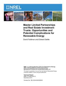 Master Limited Partnerships and Real Estate Investment Trusts: Opportunities and Potential Complications for Renewable Energy