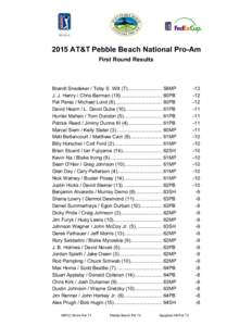 2015 AT&T Pebble Beach National Pro-Am First Round Results Brandt Snedeker / Toby S. Wilt (7)......................... 58MP J. J. Henry / Chris Berman (18).............................. 60PB Pat Perez / Michael Lund (8).