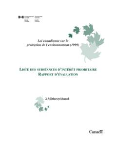 Liste des substances d'intérêt prioritaire - Rapport d'évaluation pour 2-Méthoxyéthanol