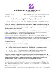 DELAWARE COALITION AGAINST DOMESTIC VIOLENCE Breaking the cycle of violence. For Immediate Release May 21, 2012