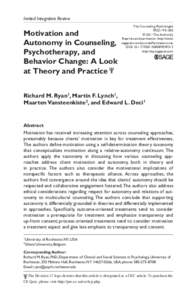 Invited Integrative Review  Motivation and Autonomy in Counseling, Psychotherapy, and Behavior Change: A Look