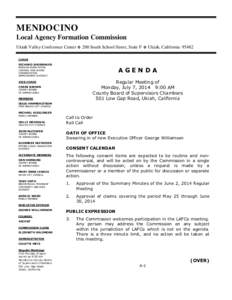 MENDOCINO Local Agency Formation Commission Ukiah Valley Conference Center ◊ 200 South School Street, Suite F ◊ Ukiah, California[removed]CHAIR RICHARD SHOEMAKER RUSSIAN RIVER FLOOD