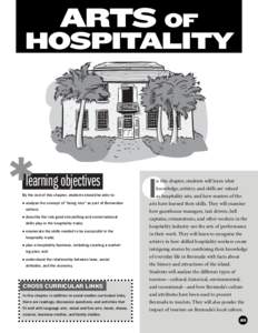 ARTS OF HOSPITALITY learning objectives By the end of this chapter, students should be able to: