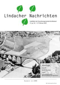 Lindacher Nachrichten Lokalblatt der Einwohnergemeinde Kirchlindach 31. Jg. | Nr. 1 | 27. Februar 2009 Aus dem Inhalt Aarematte